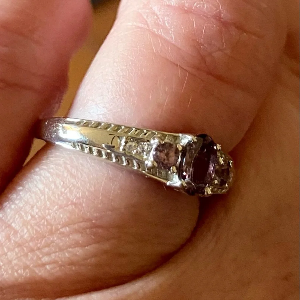 NWT Color Change Garnet & White Zircon Ring in .925 Sterling Silver - Picture 10 of 11